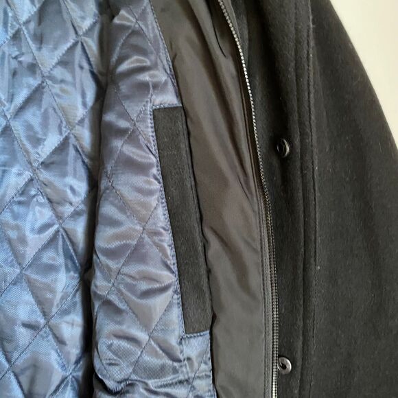 Michael Kors Field Truck Wool Jacket Coat Men's L Black Quilted Lined Minimalist - Picture 5 of 12